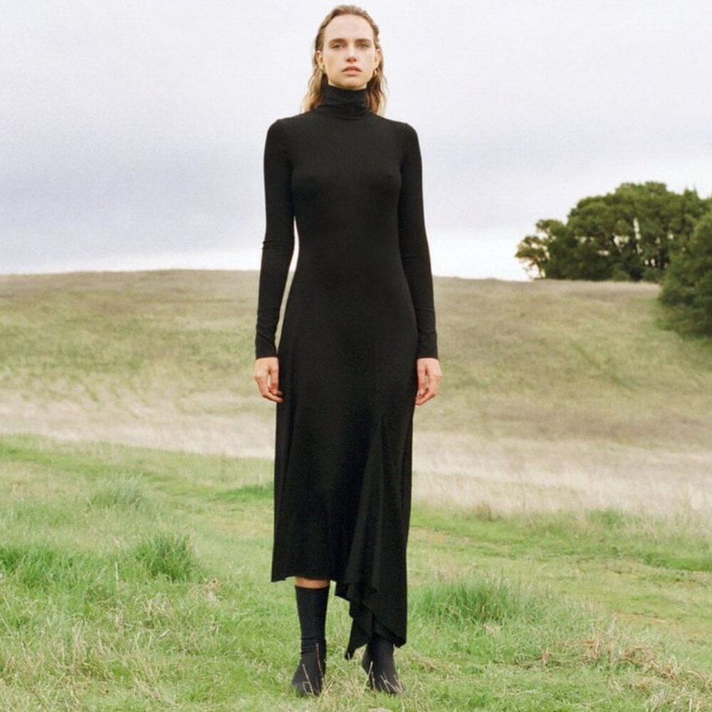 KAMPERETT Moor Ribbed Turtleneck Maxi Dress Forest Green M MSRP $495 NWT
